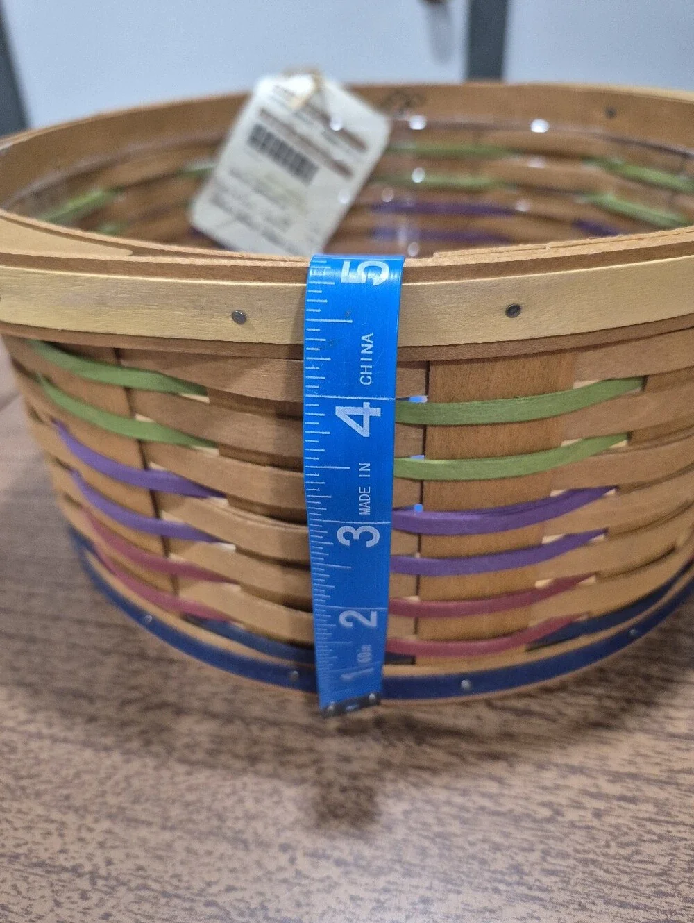 RARE! NWT Longaberger Round Simply Summer Basket With Multi Color Weaving